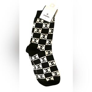 CHANEL Black and White Logo Socks